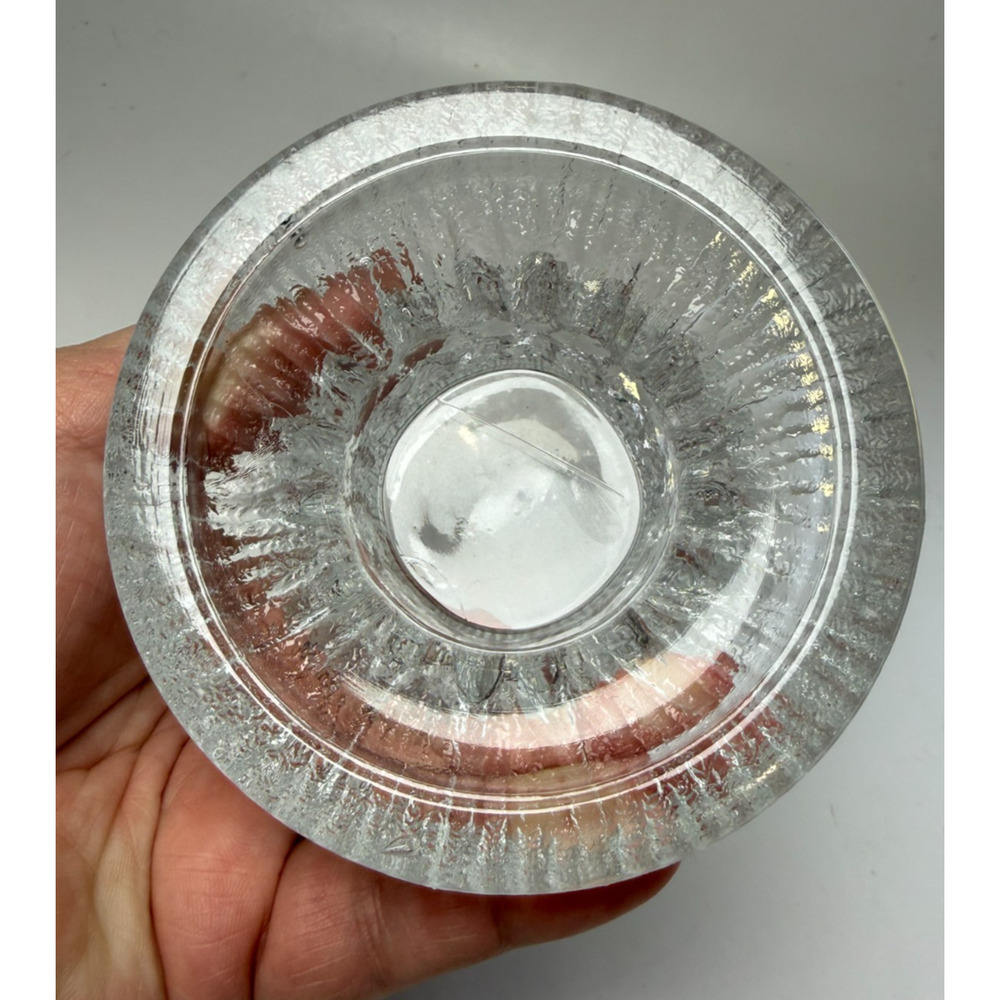LE Smith Glass Fjord Glacial Candle Holders Set Scandinavian Textured Ice 1970s - Picture 5 of 7